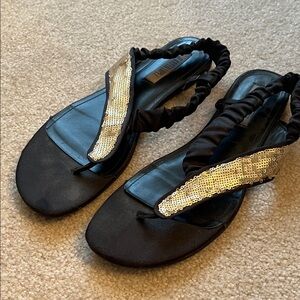 Gold sequin sandals